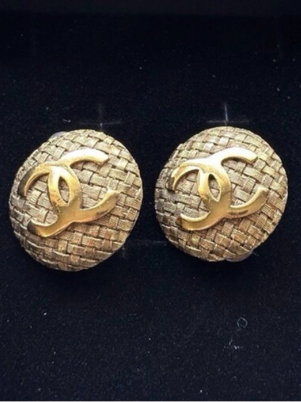 Authentic Coco Chanel Braided Vintage Gold Tone Clip-on Earrings